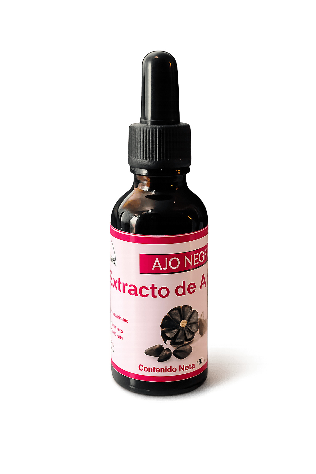 Extracto de Ajo Negro en frasco ámbar con gotero, 30 ml